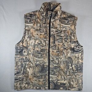 AG Gear Camo Hunting Vest Farm Truck Print Quilted Full Zip Men's XL Vintage